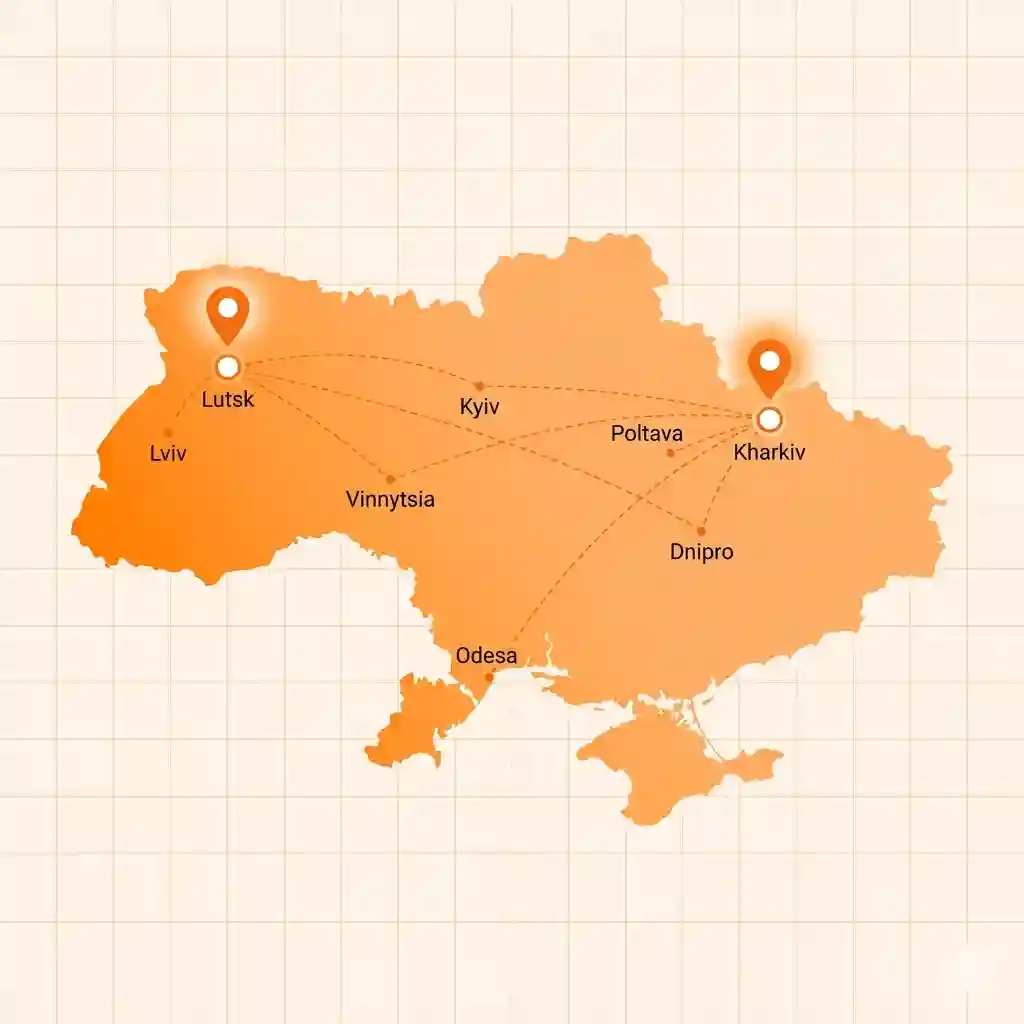 Карта покриття Novagruz — перевезення по всій Україні