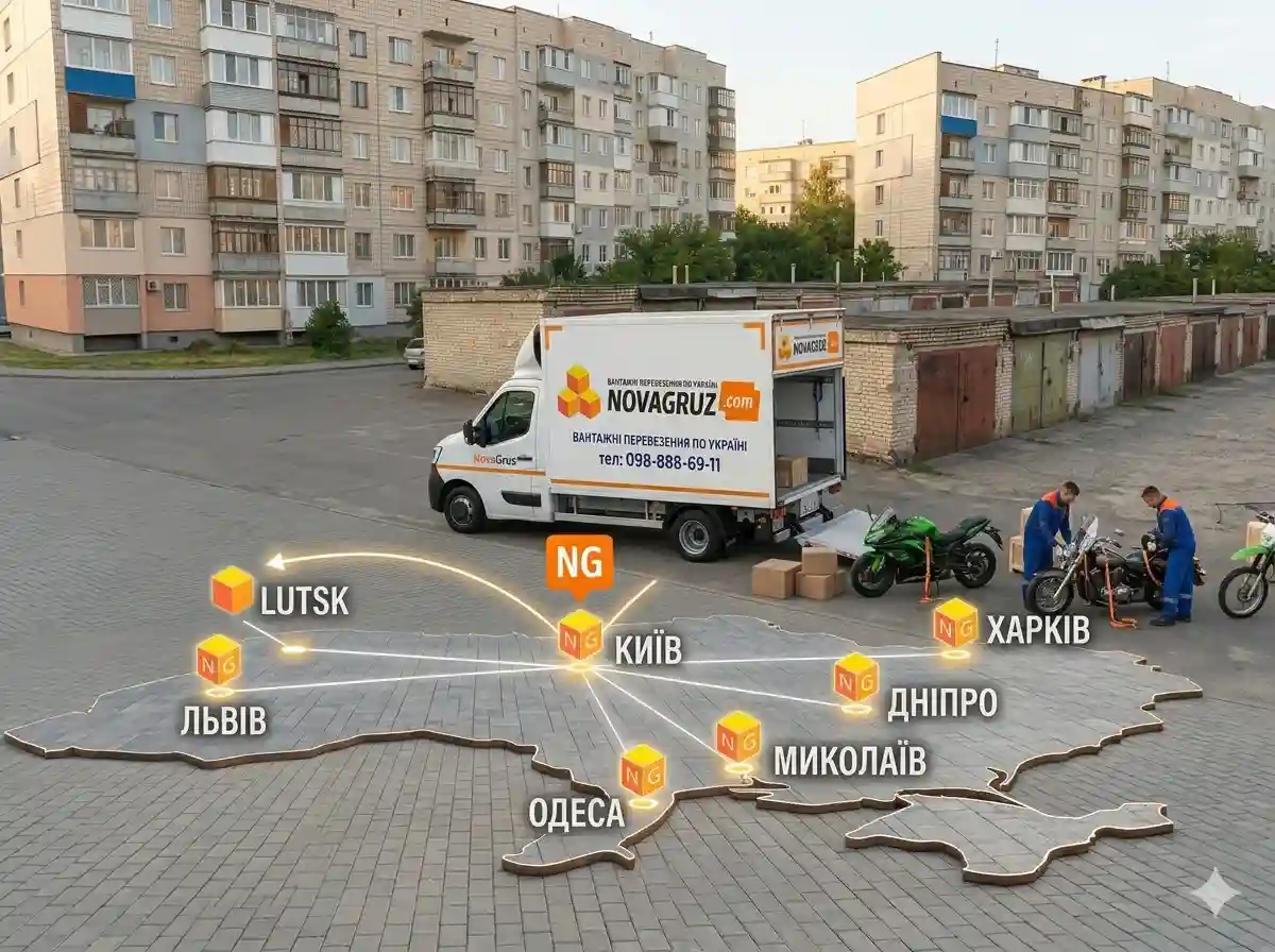 Процес завантаження мотоцикла