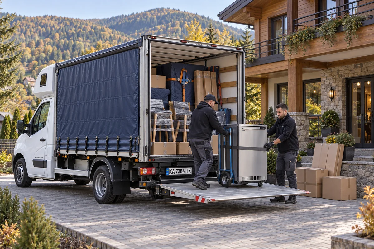 Доставка меблів та обладнання тентованим Renault Master на Закарпатті