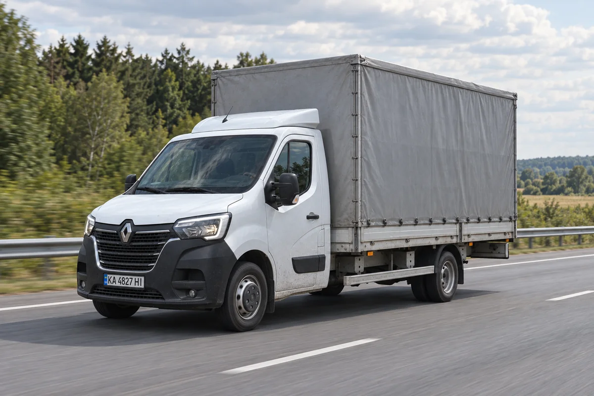 Тентований Renault Master виконує вантажне перевезення з Києва до Рівного