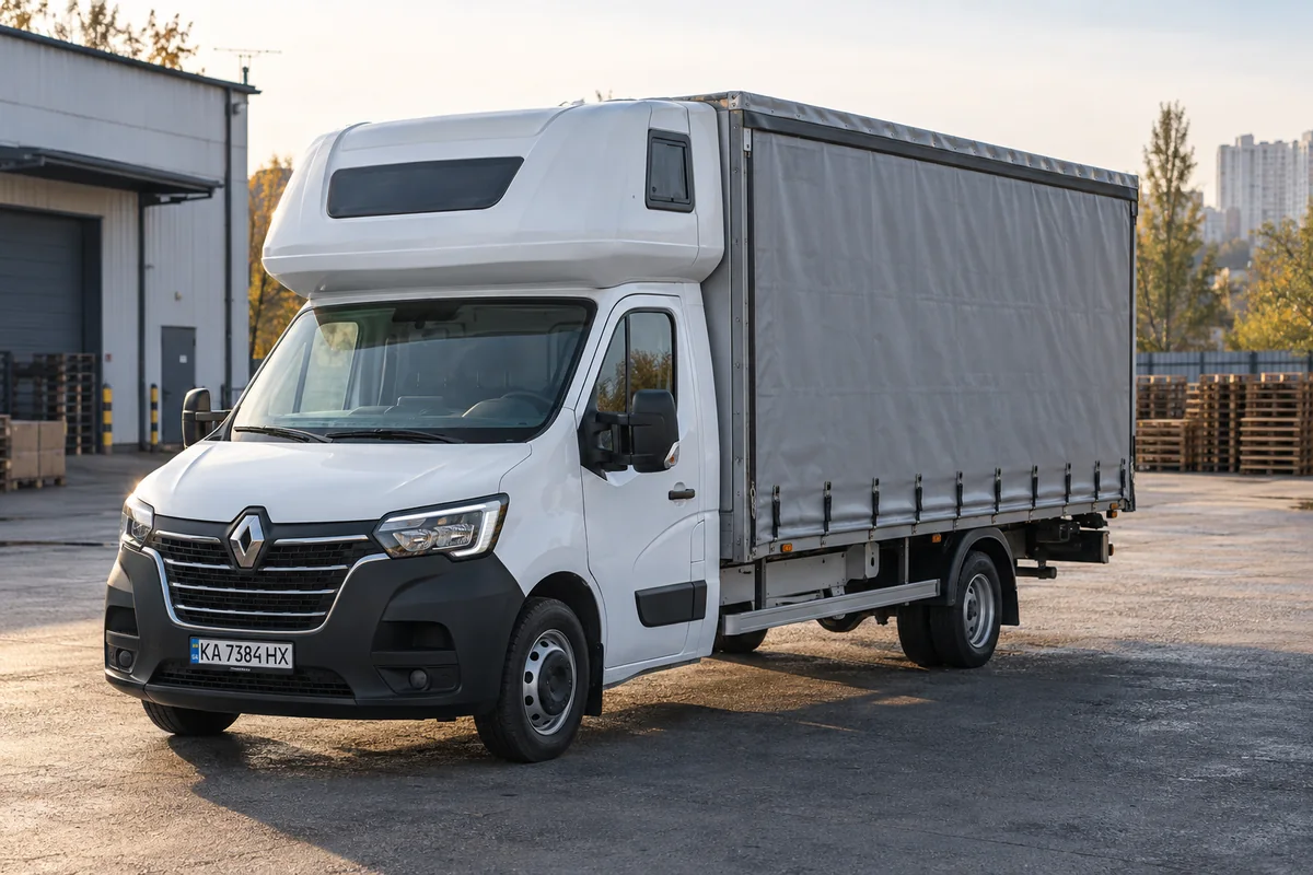Тентований Renault Master зі спальником перед рейсом з Києва до Сум